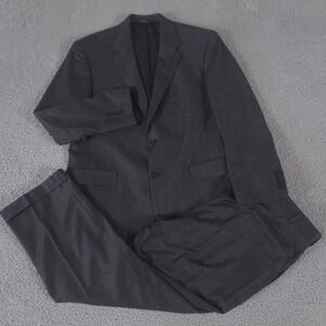 Jos A Bank 2-Piece Suit Mens 44R Pants 39x31 Gray Plaid Windowpane Cashmere